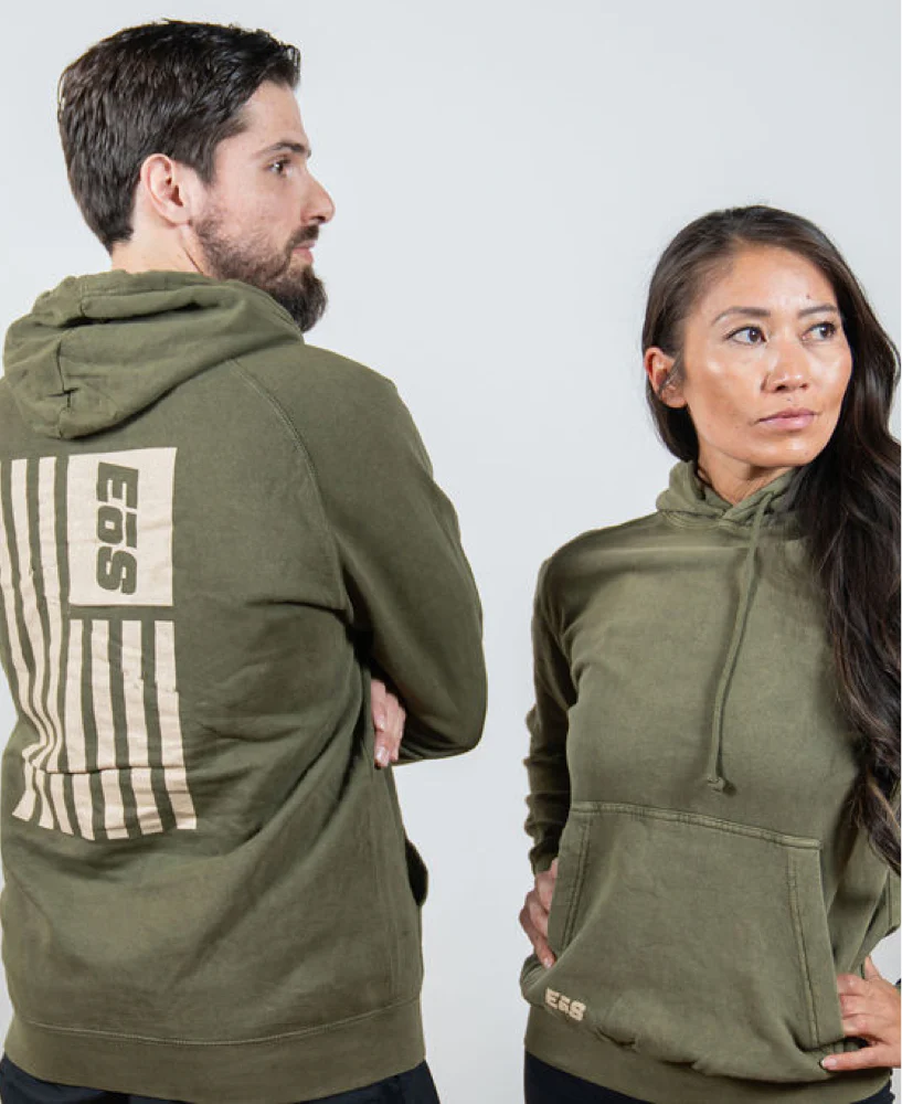 Men's EōS Flag Vintage Raglan Hoodie - Olive - Image 7