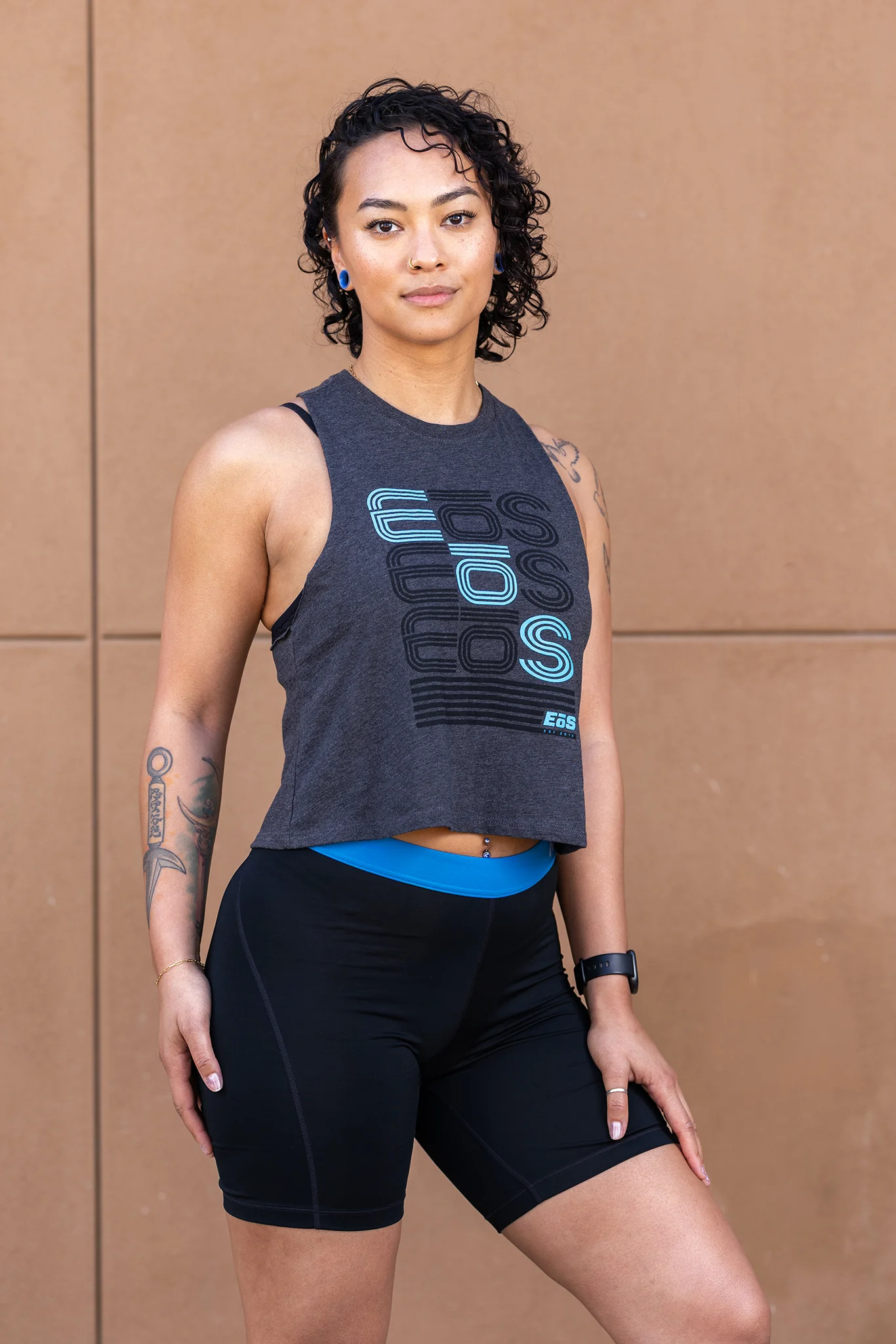 Women's Racerback Crop Atari Tank - Charcoal - Image 3