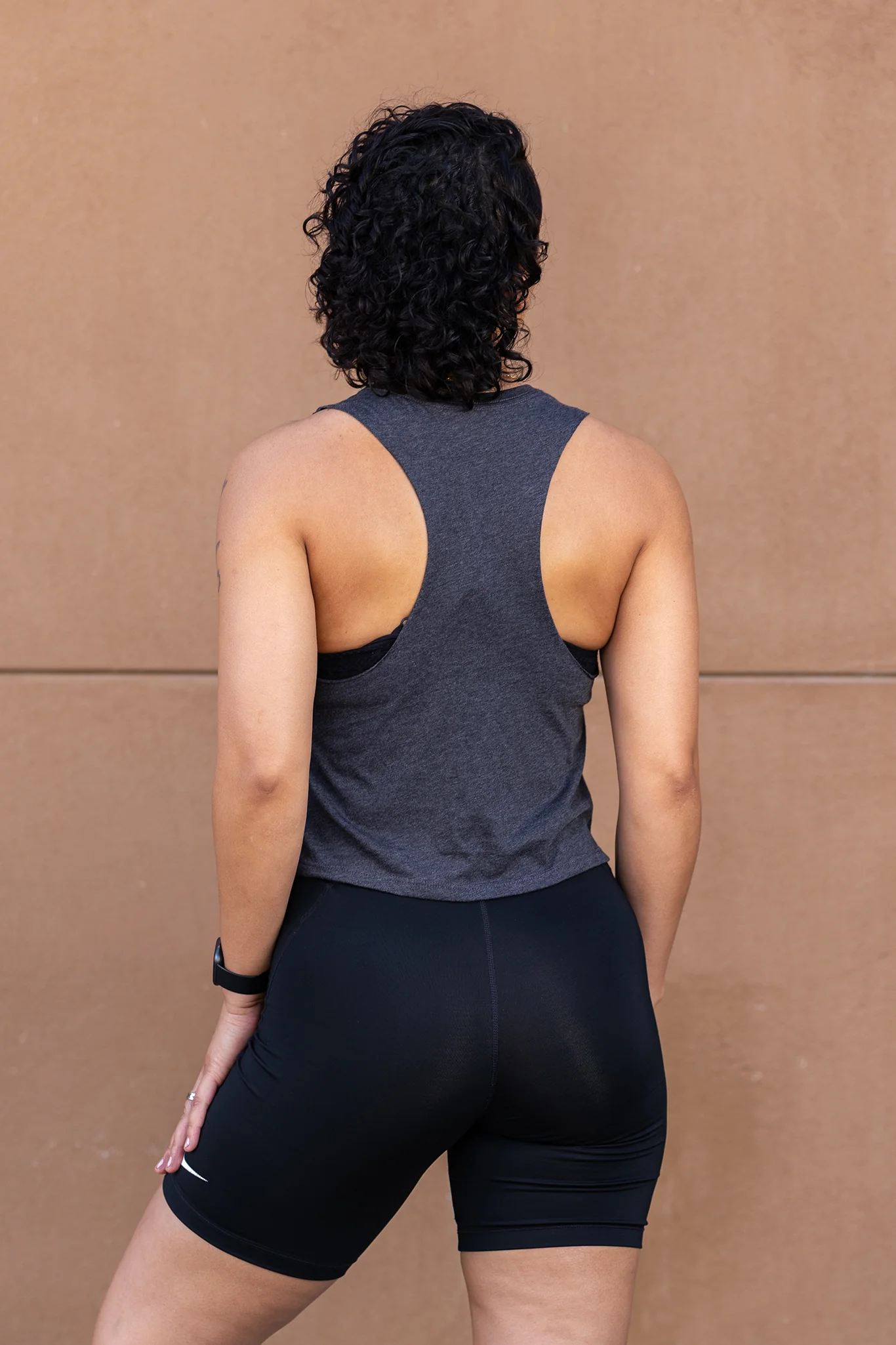 Women's Racerback Crop Atari Tank - Charcoal - Image 4