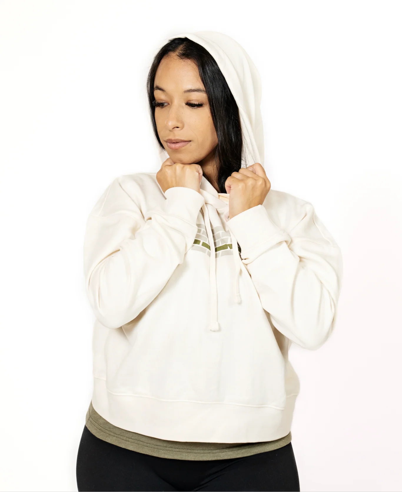 Women's EōS Brick Wall Fleece Hoodie - Gardenia - Image 5