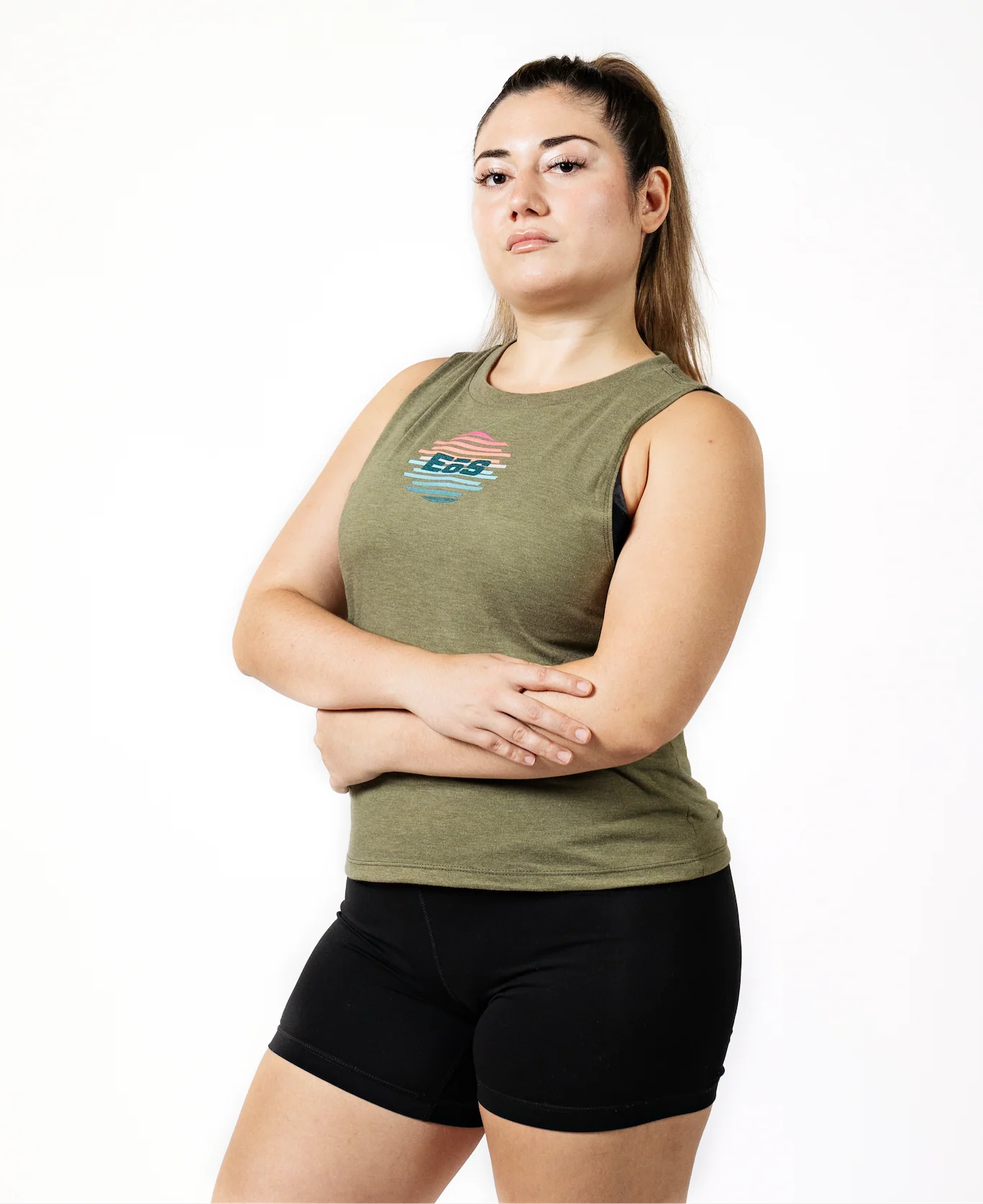 Women's Sunset Waves Muscle Tank - Olive You Green - Image 4